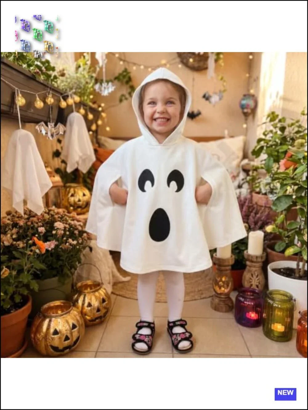 Toddler Baby Ghost Costume Hooded Cape Halloween Outfit Cotton Blend